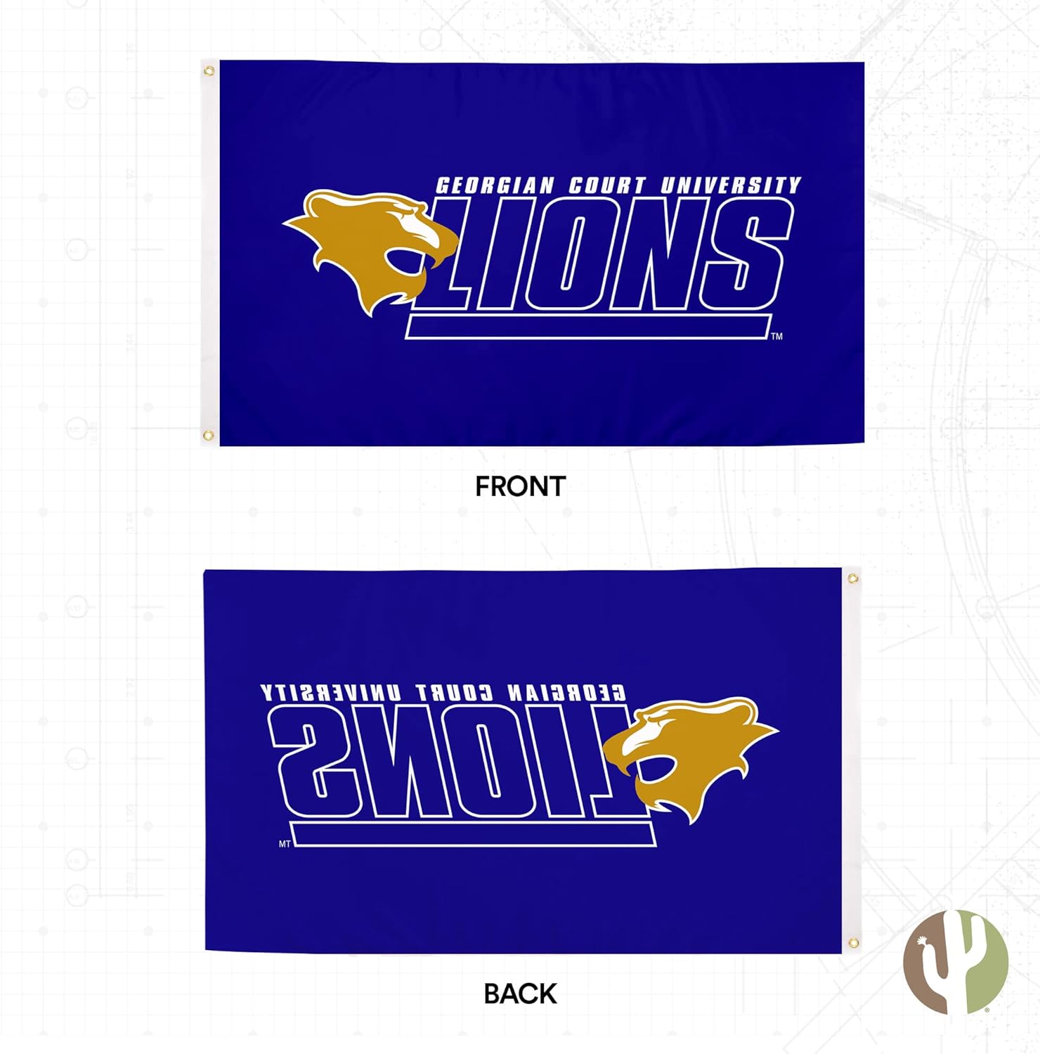 Desert Cactus Georgian Court University GCU Flag - 3 x 5 Feet Lions Banner, Indoor/Outdoor Durable Fabric, 100% Polyester Design (Style 1)