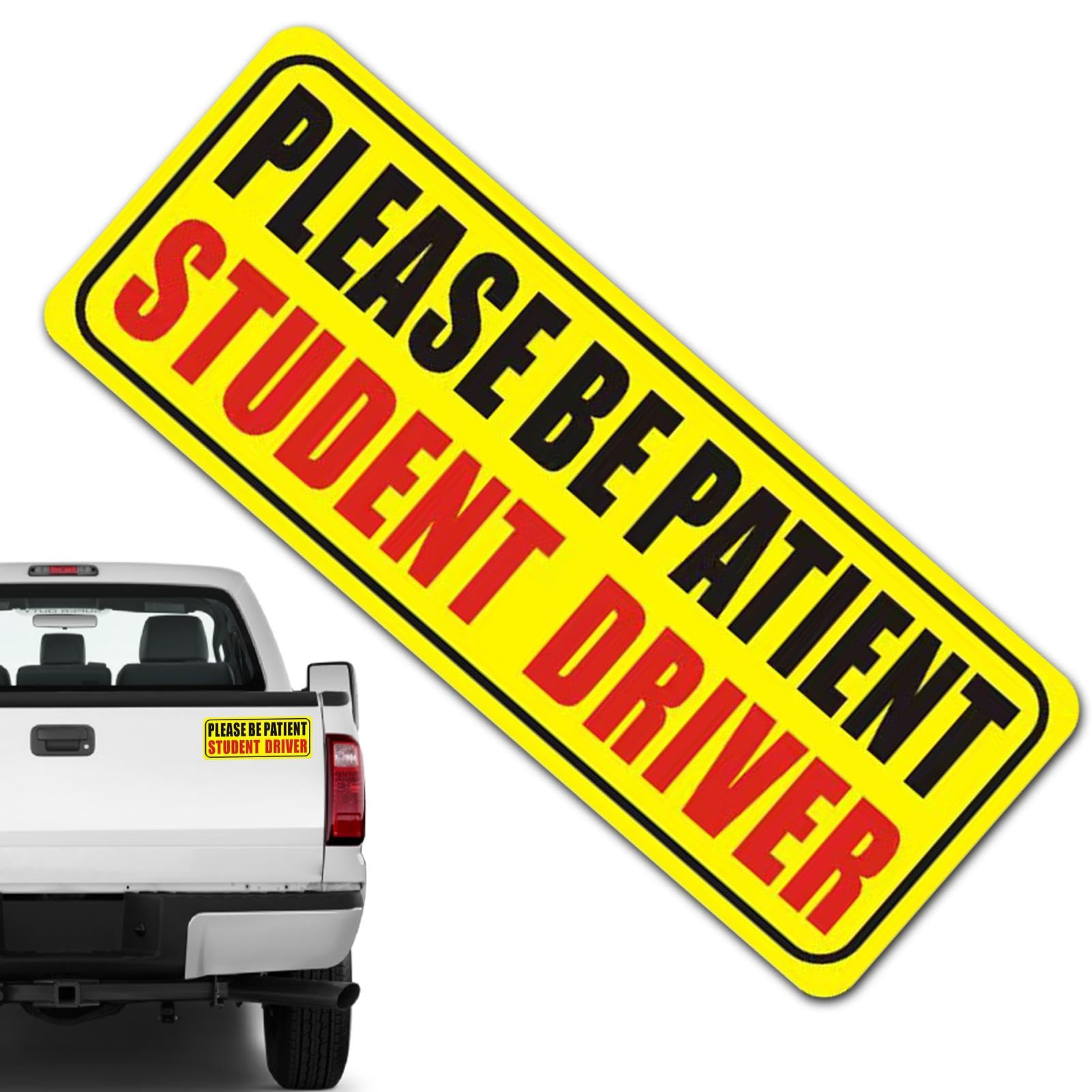 Magnete per auto con scritta in lingua inglese "Student Driver", adesivo riflettente per conducenti principianti con scritta "Please Be Patient Student Driver", per esterni rimovibili, 22,9