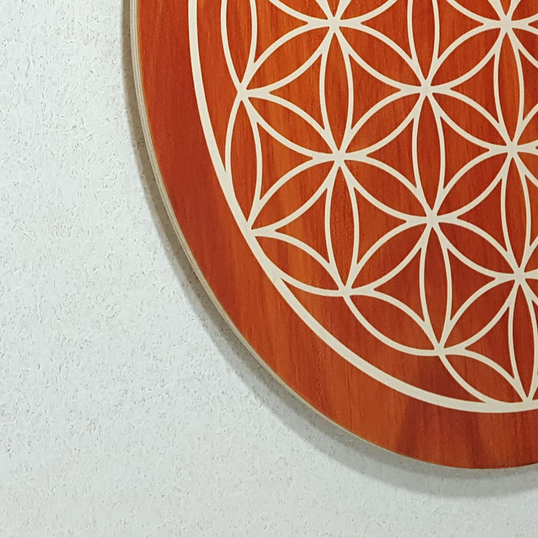 Kunst und Glas® · Obraz drewniany · Kwiat życia · Ø 40 cm · symbol ochrony akcesoria do medytacji joga kwiat życia na naturalnym drewnie · pomysł na prezent urodzinowy · obraz ścienny podziękowanie · dekoracja ścienna salon