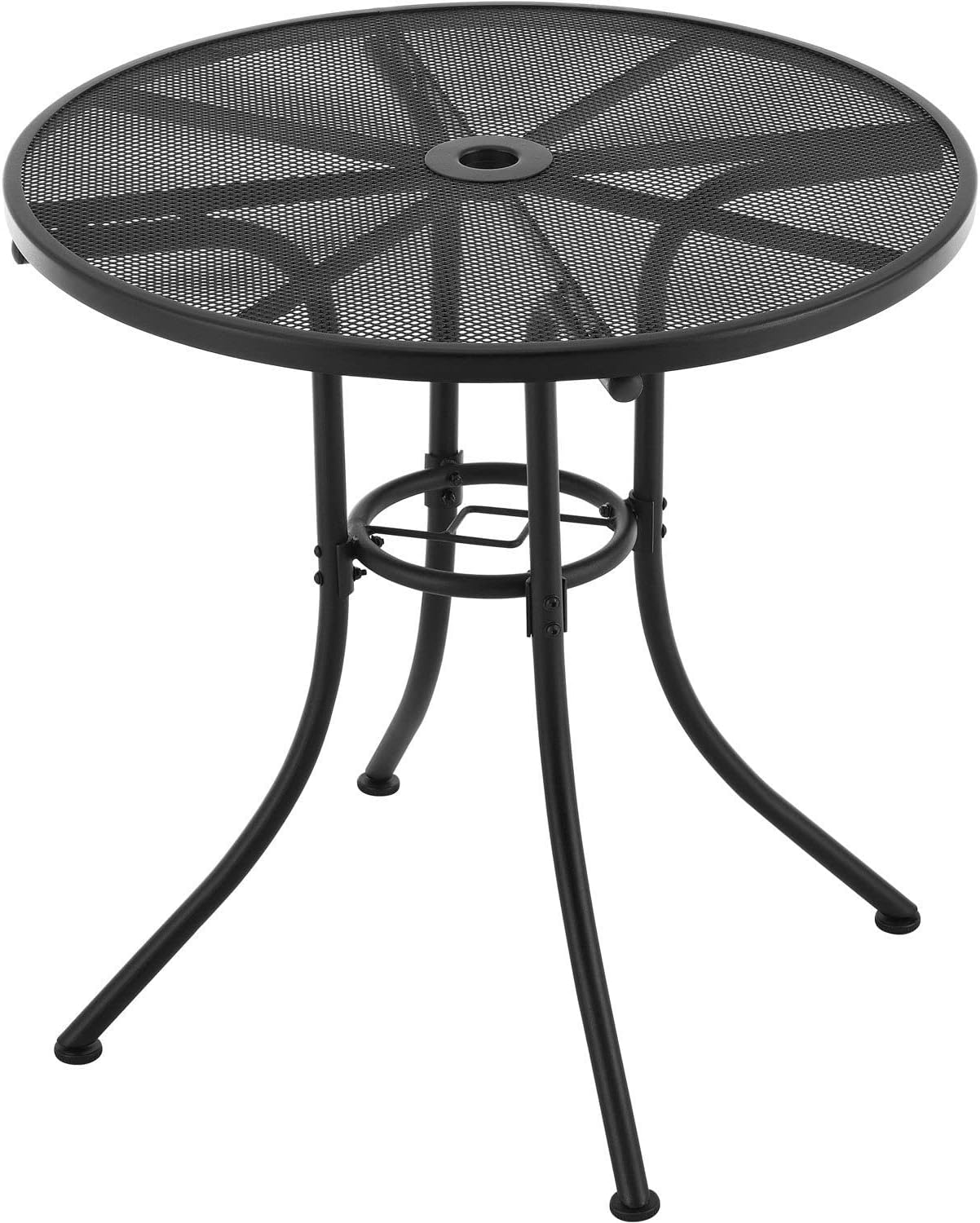 Global Industrial Interion 30" Round Outdoor Cafe Table, Steel Mesh, Black