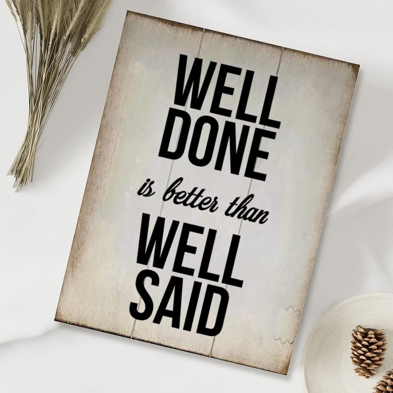 Vintage Wood Sign Well Done is Better Than Well Said Wood Sign Wall Decor Bible Verse Religious Jesus Rustic Signs Farmhouse Signs Wood Decor 18x24in New Home Wall Decoration Gift