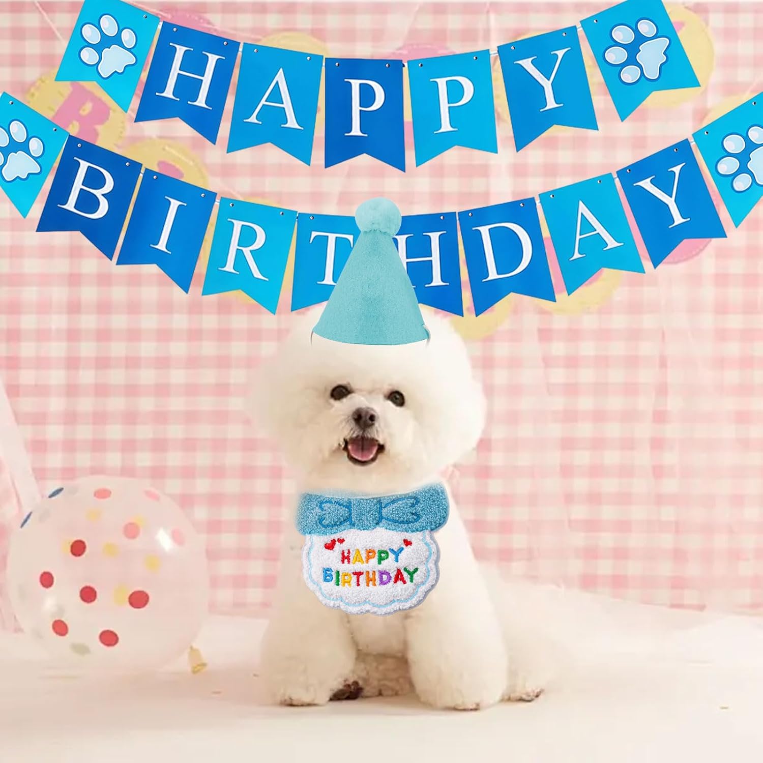 SSKHE Juego de banderines de cumpleaños para perros y gatos, bandana, ropa y accesorios para perros pequeños, mini sombreros de fiesta para animales de juguete, traje de gatito, regalo para seres queridos 8