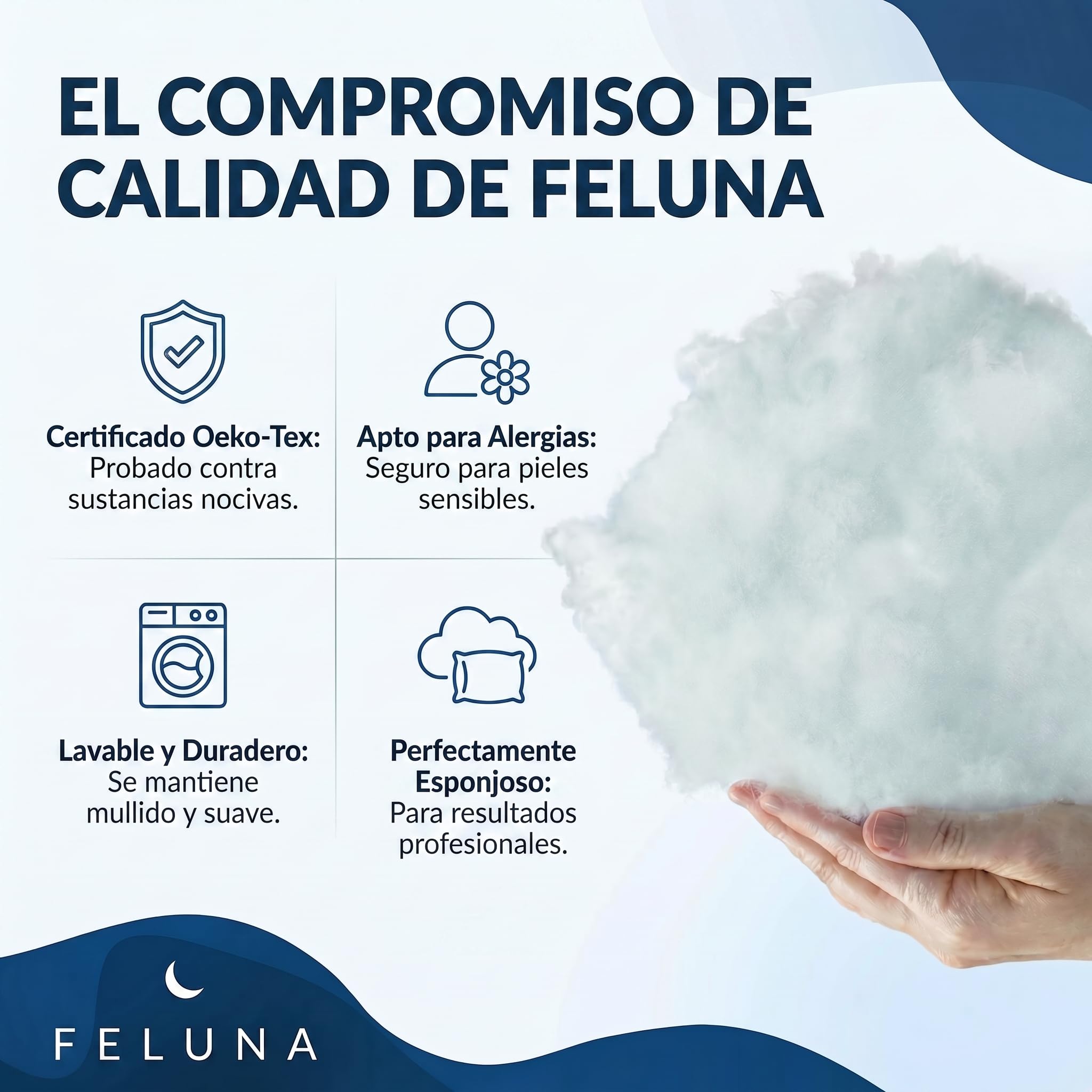 Guata de relleno para cojines; Material de relleno de poliéster esponjoso; Guata de relleno para cojines, peluches y manualidades; Certificado Oeko-Tex (4 kg)