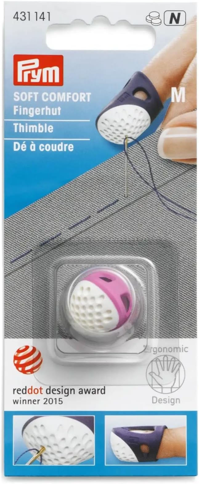 Prym PRYM_431141-1 Ergonomic Thimble, Medium, Dark Violet