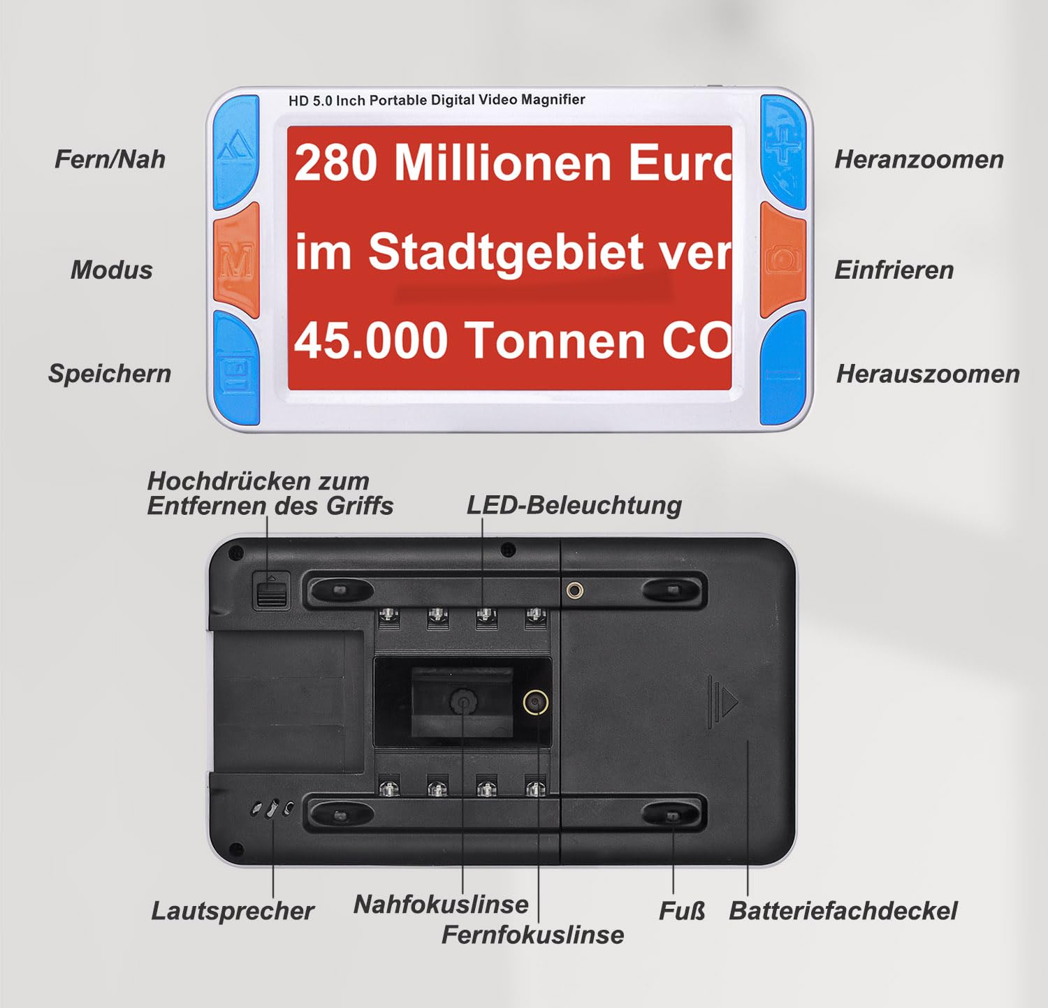 5" Lente di ingrandimento digitale portatile video elettronico Low Vision Aiuto per la lettura (5" versione di aggiornamento)