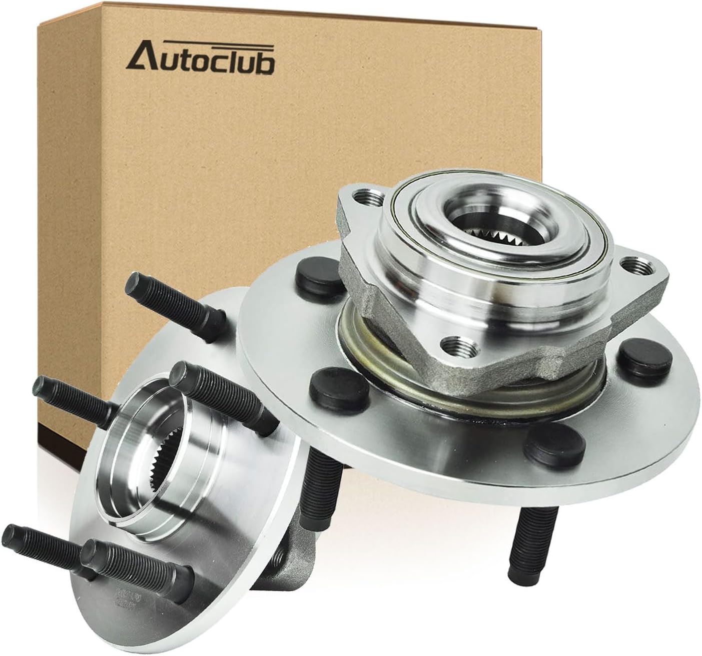 AUTOCLUB Front for 2002 2003 2004 2005 2006 2007 2008 Dodge Ram 1500 Wheel Bearing Hub Assembly, Replacement 515072 2Pcs [2-Wheel ABS; 5-Lug]