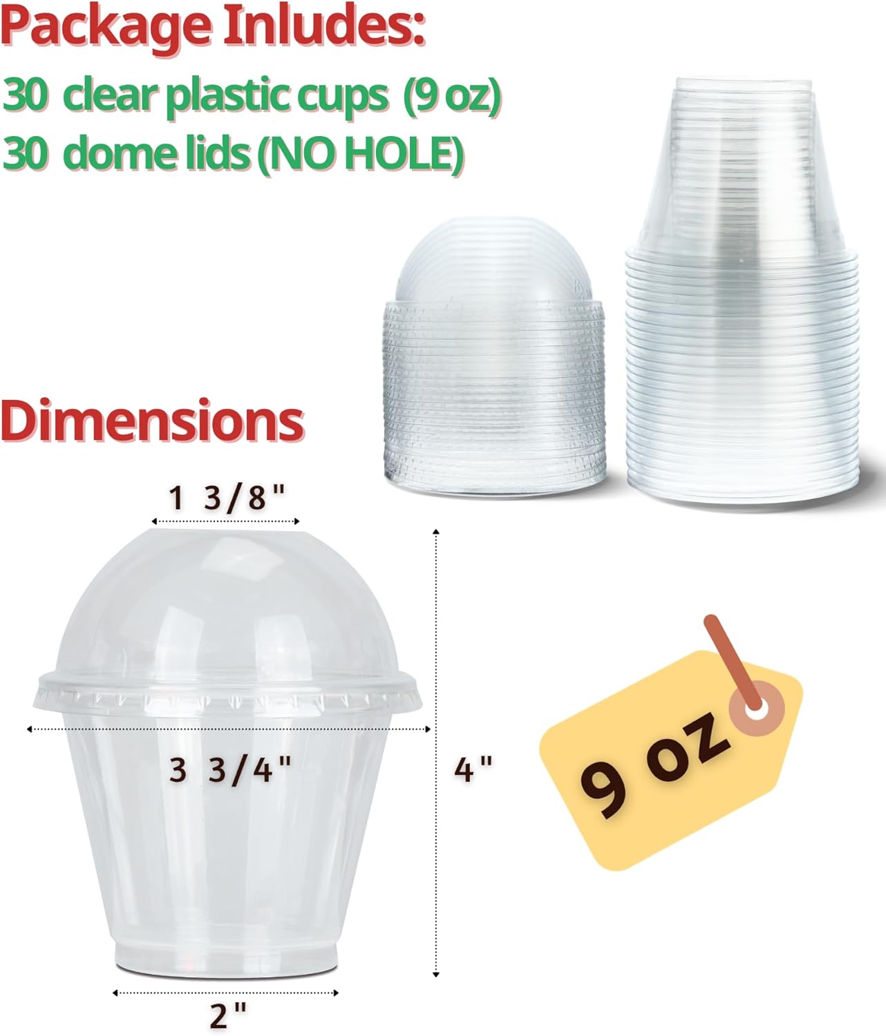 Clear Plastic Cups with Lids, 30 Sets Fruit Cups for Party,
