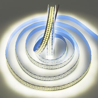 شريط أضواء LED من SUYOOULIN، 16.4 قدم، تيار مستمر قابل للتعتيم 12 فولت، SMD 2835، صفين، 2400 مصباح LED، شريط شريط LED فائق السطوع 52000 لومن، غير مقاوم للماء IP21 لتزيين الحفلات المنزلية، أبيض محايد 4500 كلفن