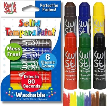 Kwik Stix Solid Tempera Paint Stick, 6 Primary Colors