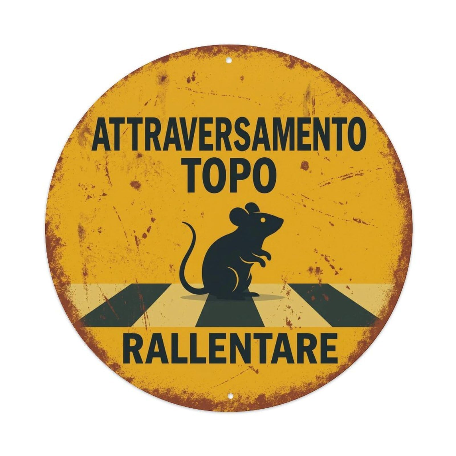 Mouse Crossing Rallentare Heritage Metal Tin Sign