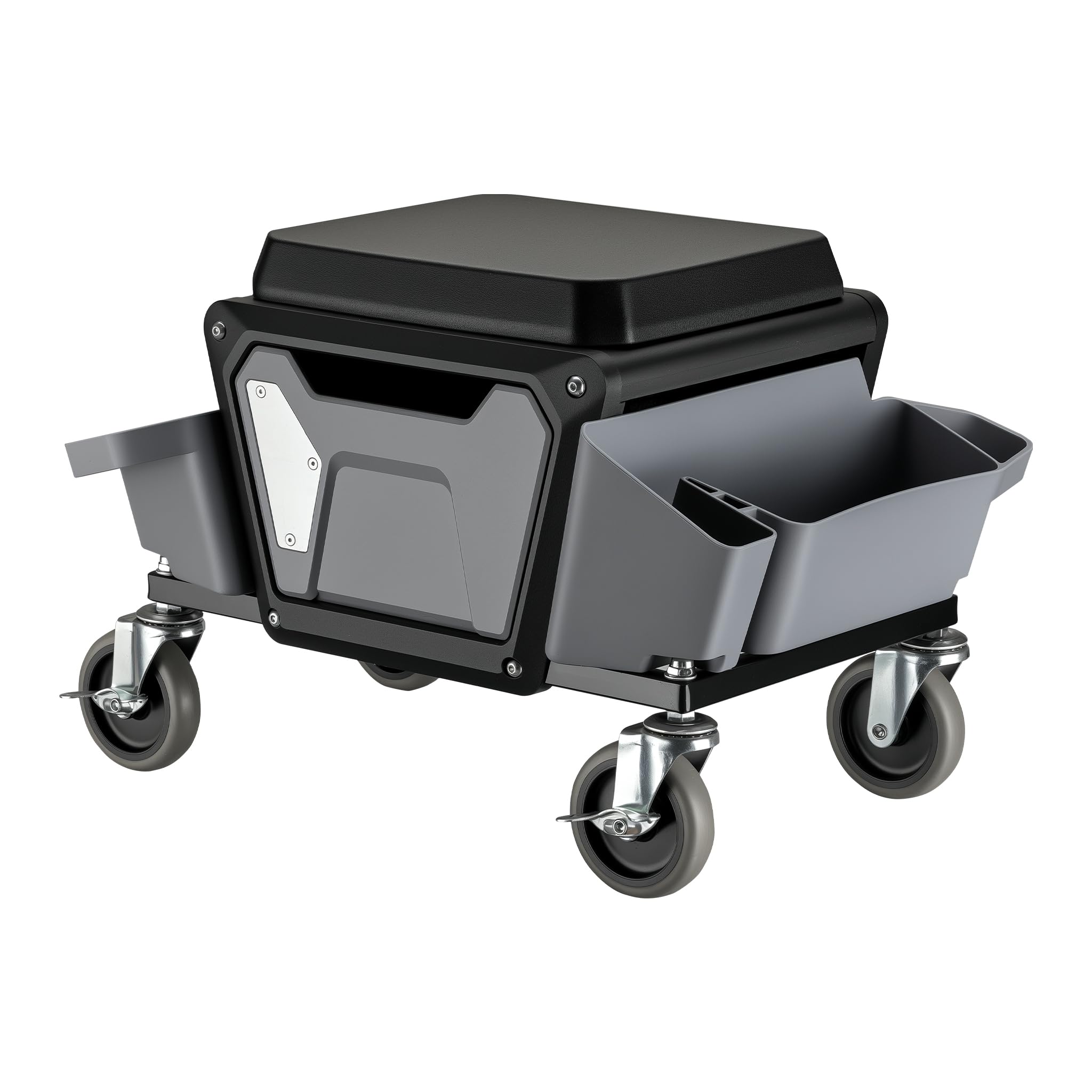 Wiltec Taboret warsztatowy do 120kg z dwoma pojemnikami i szufladą na narzędzia 53 x 38 x 38 cm do prac w warsztacie