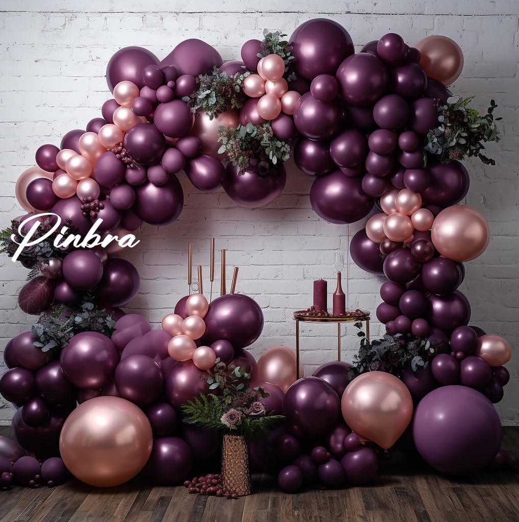 Dusty Purple Plum Double Stuffed Balloon Garland Different Sizes 18In 12In 5In Pastel Balloon Arch Kit For Baby Shower Wedding Gender Reveal Birthday Party Decorations