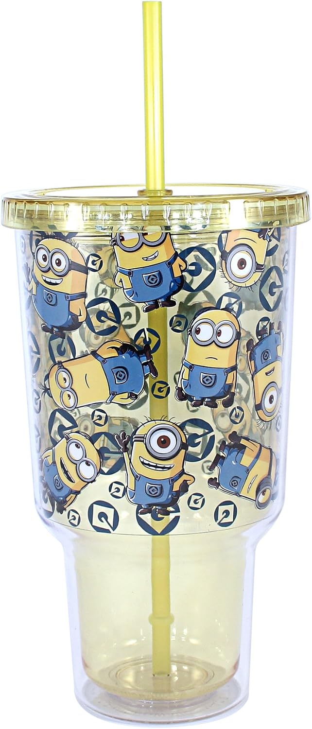 Silver Buffalo DM8917 Universal Despicable Me All Over Minions Plastic Jumbo Cold Cup, 32 oz, Multicolor