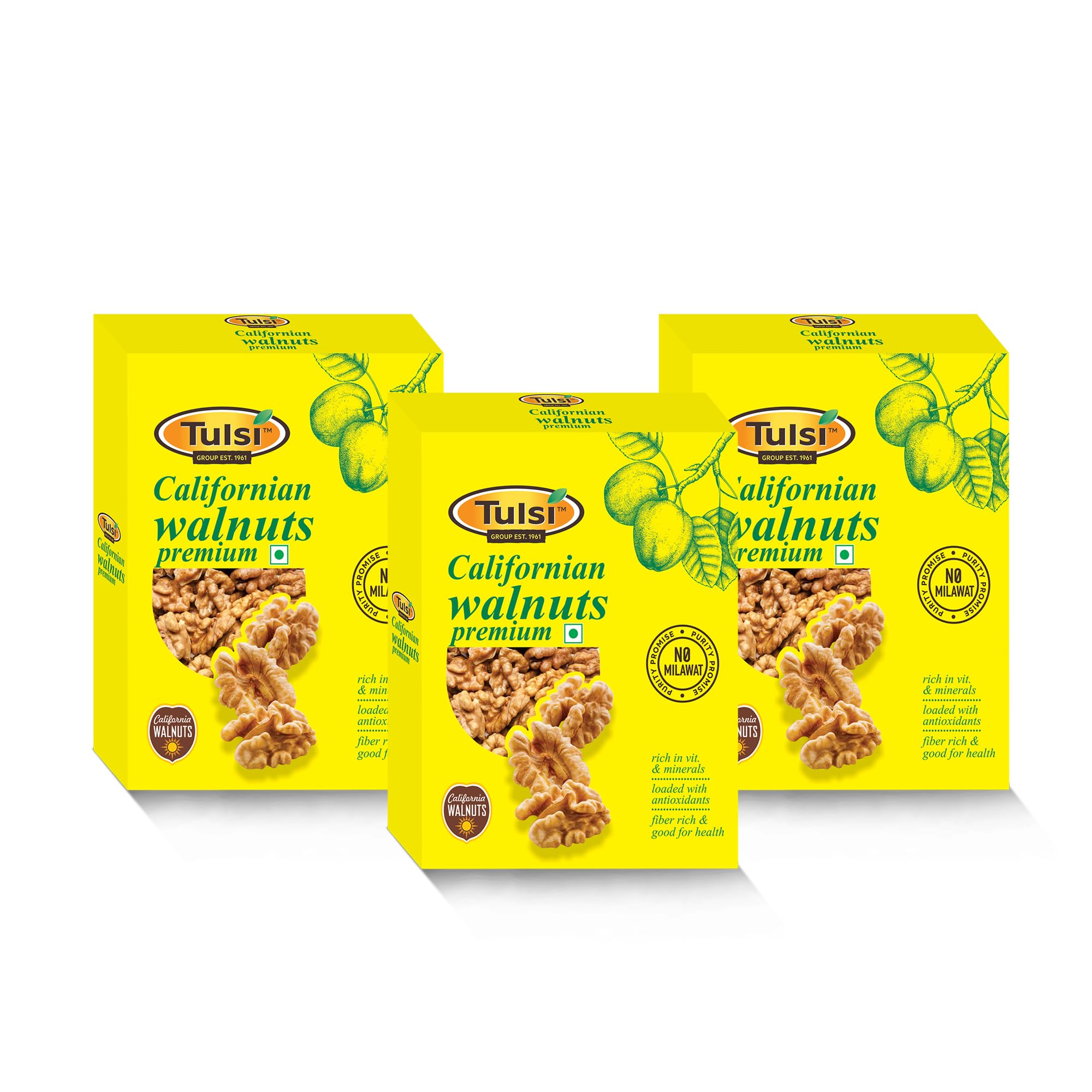 Tulsi California Walnuts Kernels Premium 600g (200g x 3), Dry Fruits