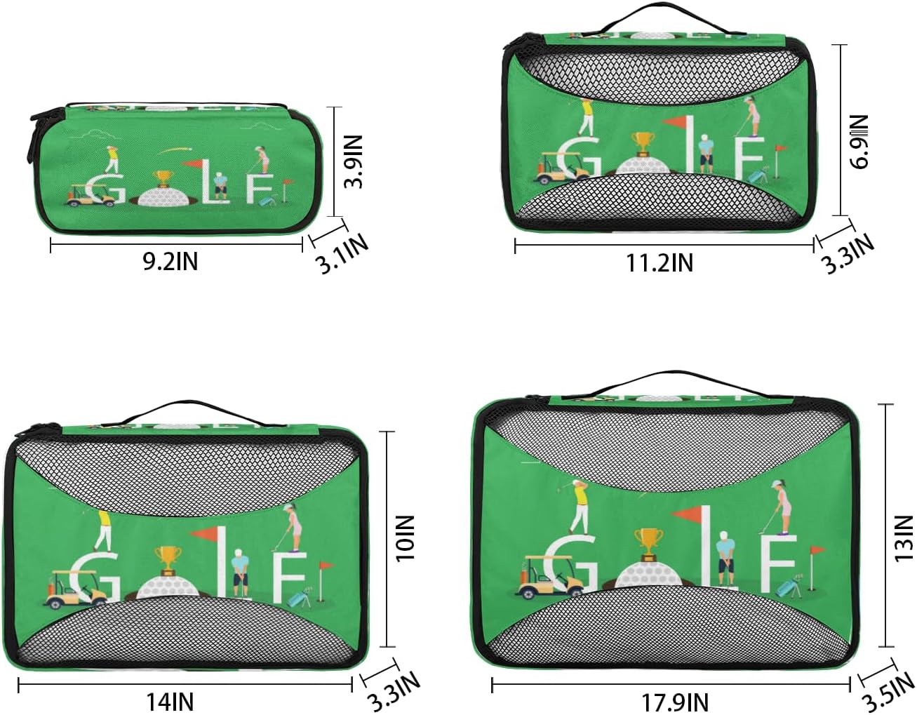 Sport Ball Club Golf Theme 4 Set Packing Cubes Packing Cubes for Women Lightweight Travel Essential Bag Clothes Carry on Suitcase Bags for Accessories Essentials