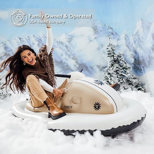 Vista 21 de FUNBOY Moto de nieve inflable para invierno, paquete de dos unidades, Happy Face paquete de dos Paquete de dos caras felices,Champán paquete