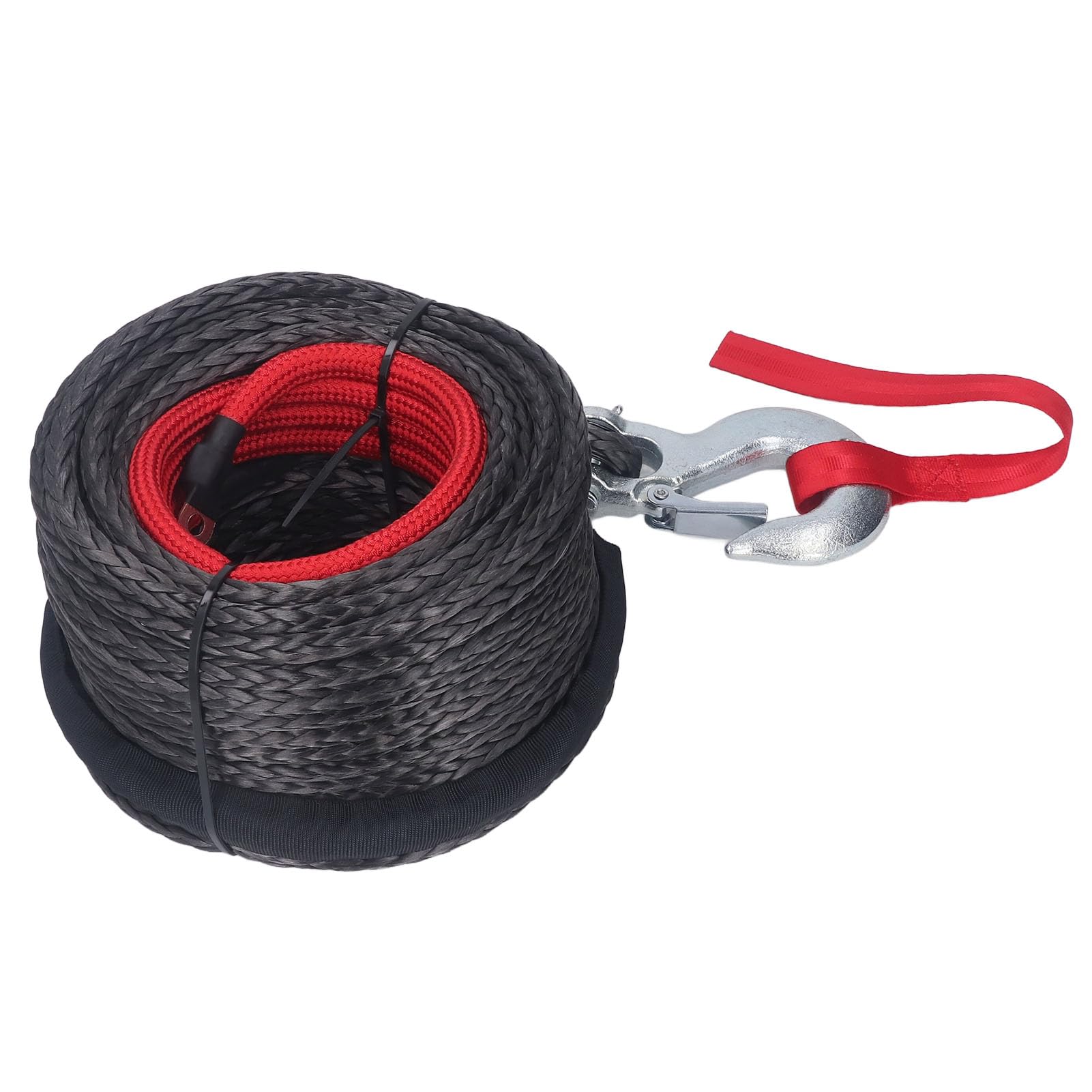 Corde DE TREUIL Corde Synthétique DE 10 Mm X 30 M avec Crochet en Acier allié et Résistance à L'abrasion, pour VTT, Camion, VTT, Auto-sauvetage, 18 740 Lb
