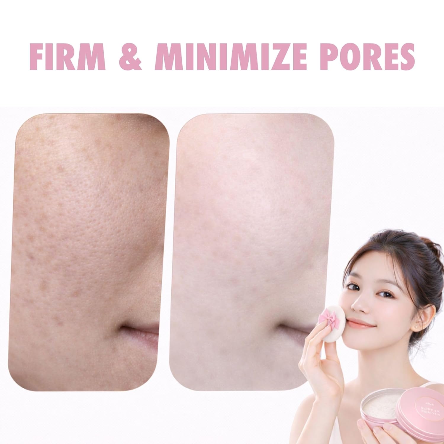 Club Suppin Translucent Pressed Powder Foundation & Overnight Skincare, Makeup Setting Powder & Face Finish POWDER with Shea Butter, Amino Acids& Aloe Extract by Japanese Skincare PINK PLUSH, 2EA