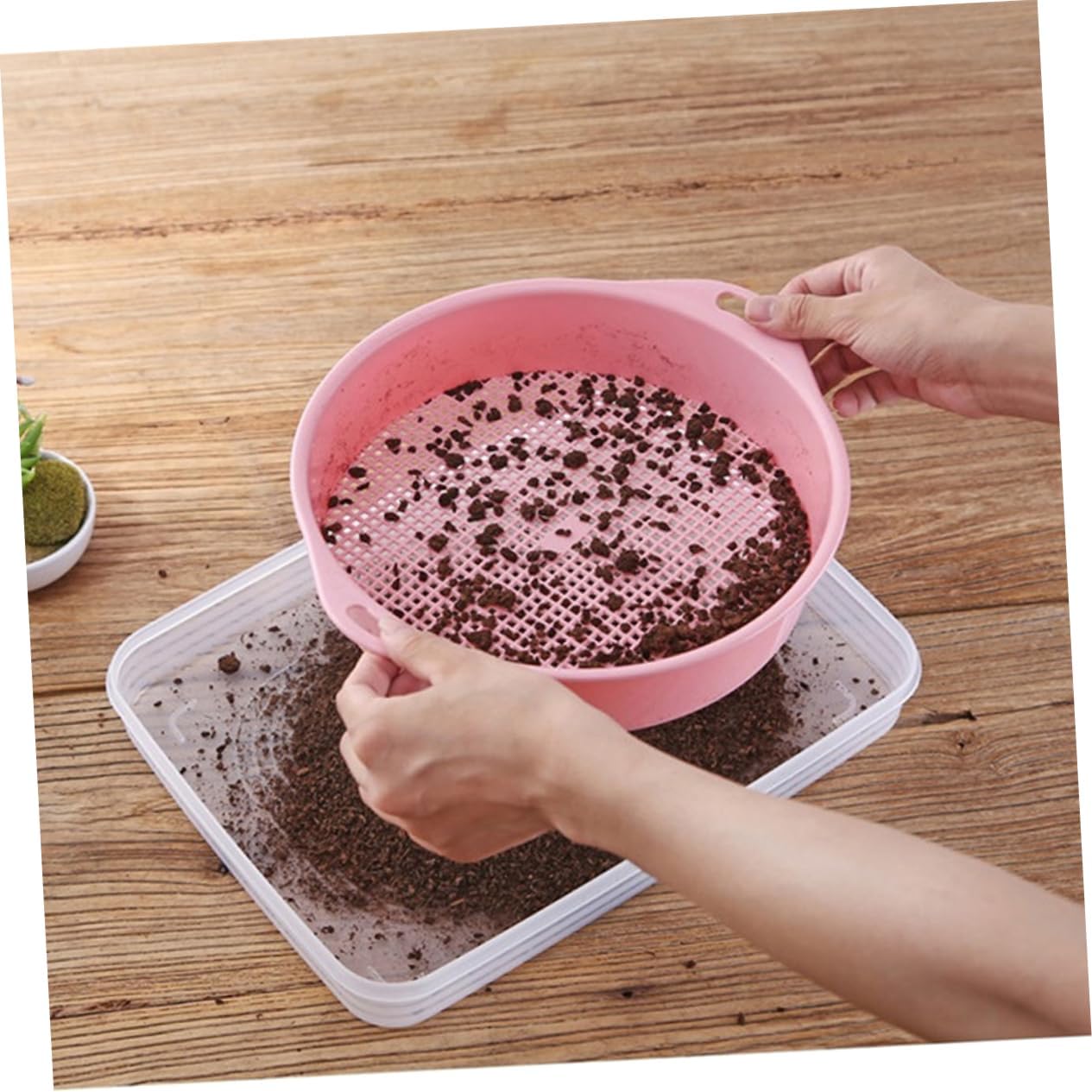 4pcs Plastic Garden Sieve Handle Lightweight Mesh Tool for Soil and for Gardens and Balconies and