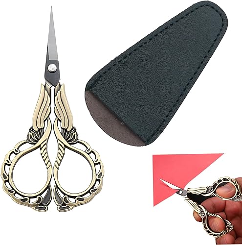 Tijeras de bordado, pequeñas tijeras para álbumes de recortes, tijeras de coser vintage con estuche, tijeras de precisión vintage, detalle afilado
