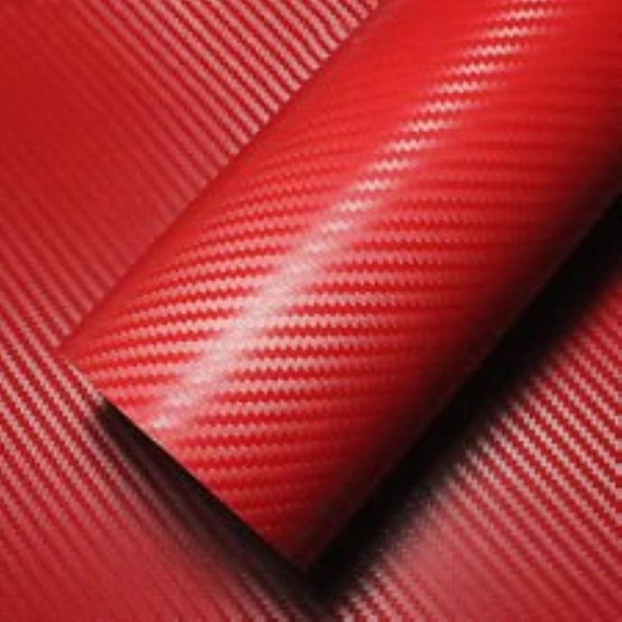 Car Wrap Vinyl Decal Film 3D Red Carbon Fiber Twill-Weave Matte Design_12x24