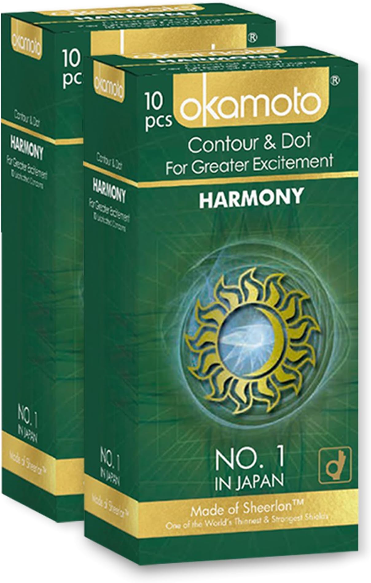Okamoto Harmony Condom | Extra Dotted Condoms for Men | Contoured Dotted Condoms for Extra Simulation | (2 x 10s)