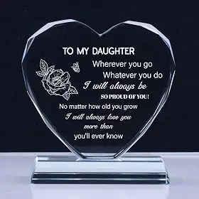 Presentes de filha, presente de aniversário de filha, lembrança de cristal k9 para minha filha, presente de mãe, ideias de presente para filha para aniversário, ação de graças, Natal