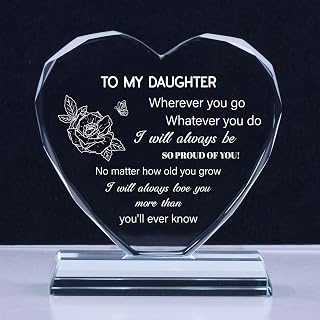 Wedding Gifts for Daughter from Mom Dad, to My Daughter Crystal Heart Keepsake, Daughter Gift for Birthday Engagement Christmas Graduation