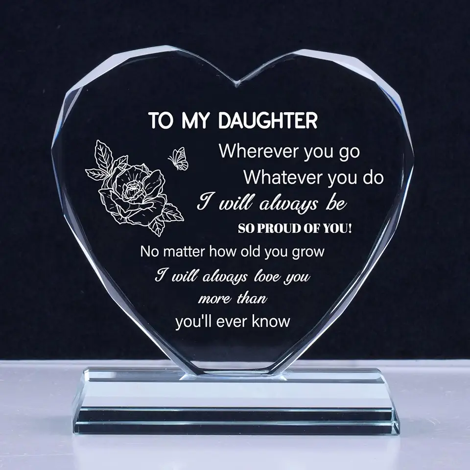 Presentes de filha, presente de aniversário de filha, lembrança de cristal k9 para minha filha, presente de mãe, ideias de presente para filha para aniversário, ação de graças, Natal