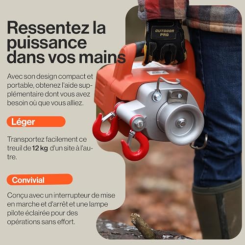 SuperHandy Electric Portable Capstan Winch, 48V Li-Ion Battery Powered - 6