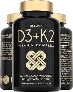 Vitamin D3 K2 Capsules - High Strength Vitamin D Tablets - 4000 IU Vitamin D & 100mcg Vitamin K MK7-120 Capsules - UK Made & Vegetarian - VIT D3 K2 Supplement for Strong Bones, Teeth, Immune System