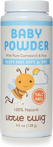 Little Twig Polvo para bebé, fórmula natural derivada de plantas con almidón de maíz y aloe, polvo 100% libre de talco, sin fragancia, 4.5 onzas