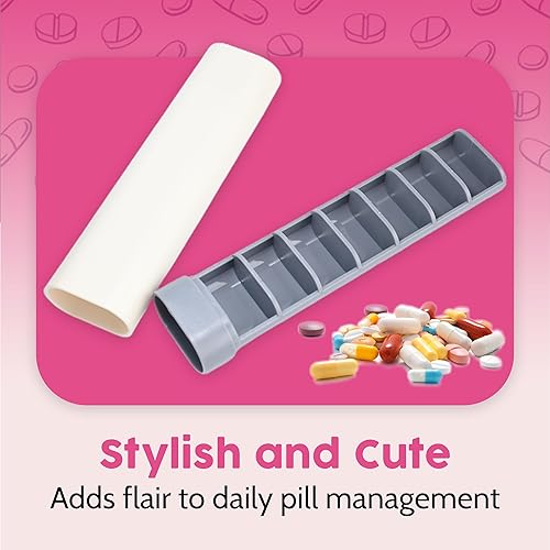Miniatura 5 de Skywin Organizador de pastillas moderno, organizador de píldoras compacto semanal de 7 días, estuche de viaje pequeño para vitaminas y medicamentos