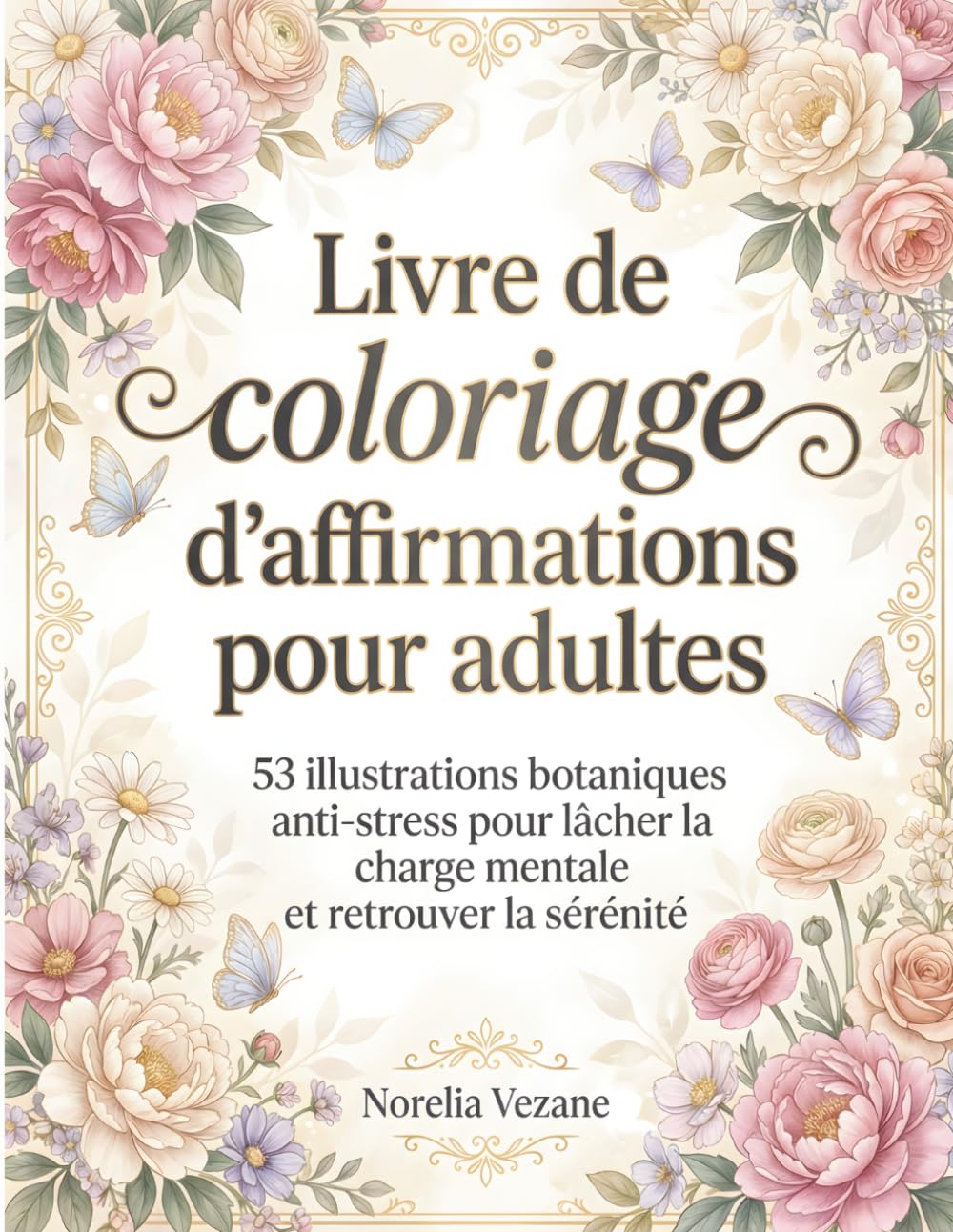 Livre de coloriage d'affirmations pour adultes: 53 dessins anti-stress fleurs et nature — pensées positives art thérapie et pleine conscience