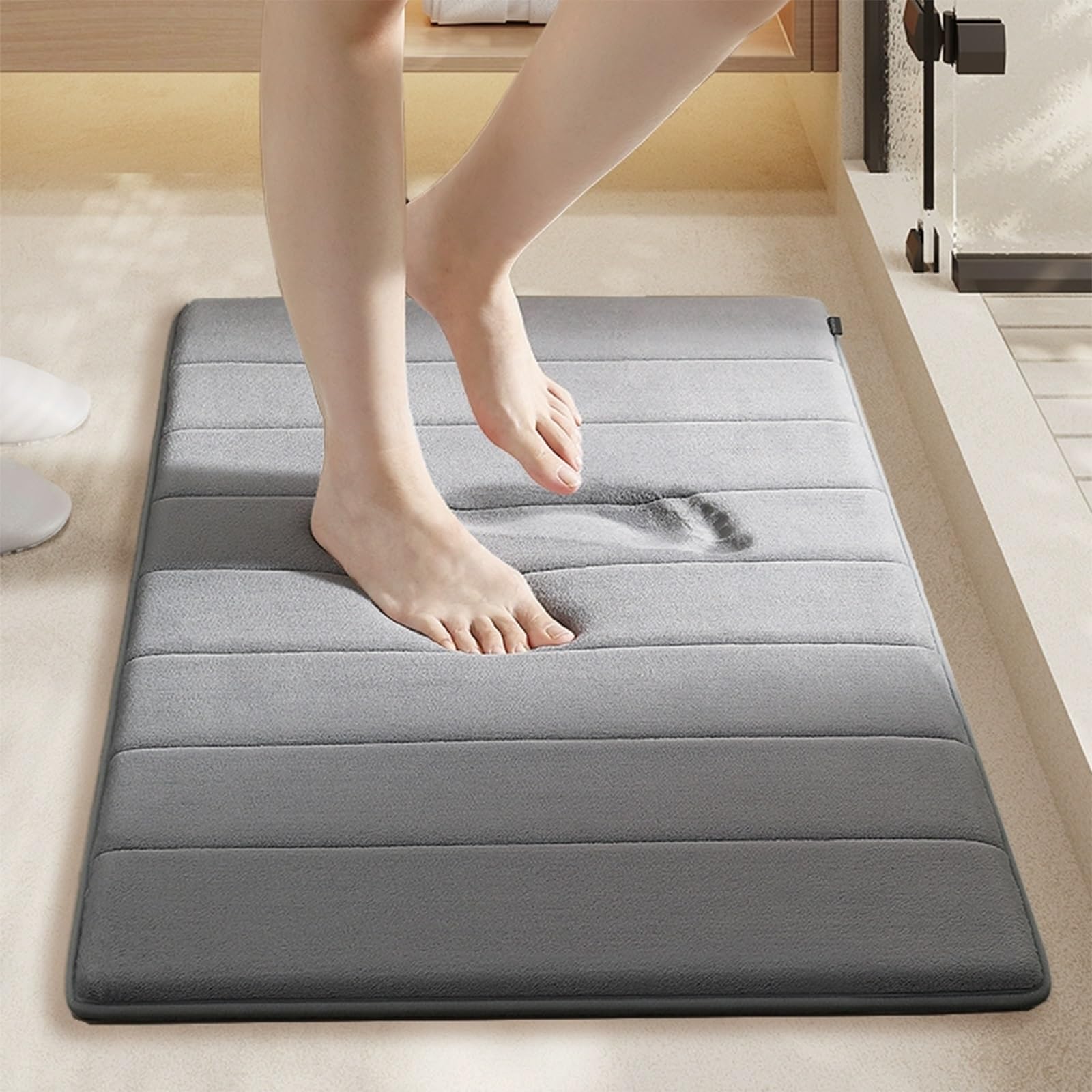 Tappetino da Bagno Morbido in Memory Foam, Tappeti Lavabili in Lavatrice, Tappeto da Bagno Assorbente per Pavimento Doccia e Vasca da Bagno(B,45 * 70cm)