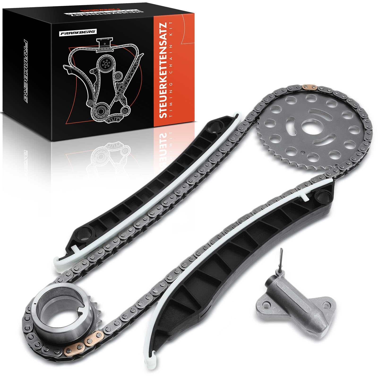 Frankberg Kit de cadena de distribución 6 piezas 8200918797 | Compatible con: Scénic III JZ0/1, Vivaro B Box X82, M.e.g.a.n.e IV Hatchback B9A/M/N, Plataforma/chasis Trafic III EC