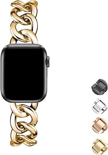 Urpick Apple Watch Band - Stylish iWatch Band for Apple Watch SE Series 6 Series 5 4 3 2 1 Size 38mm 40mm 42mm 44mm, Durable Stainless Steel Chain Bands (Gold, 38mm/40mm)
