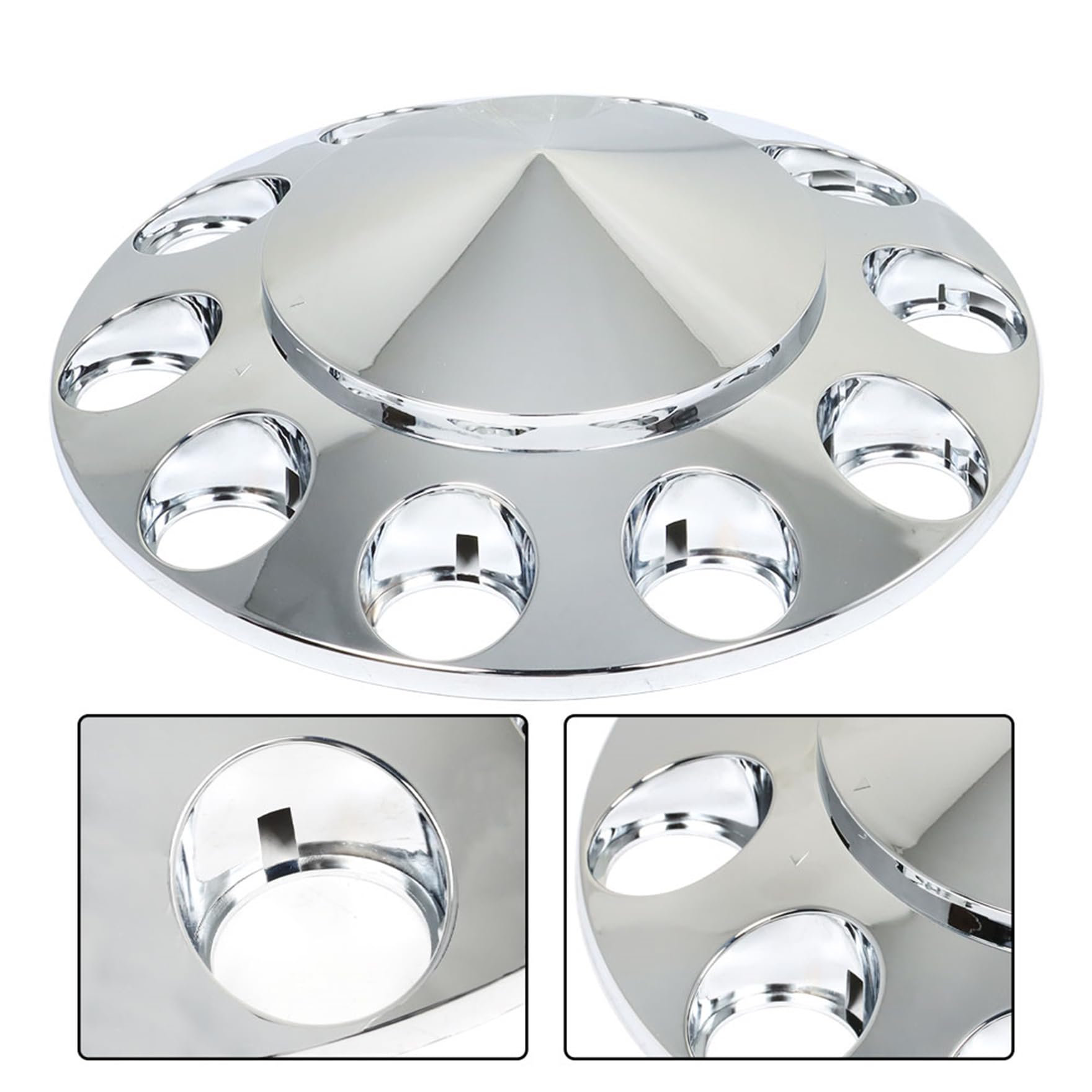waltyotur 33mm Nut Covers Spiked Front Axle Cover Kits Replacement for Semi Truck ABS Chrome Plastic