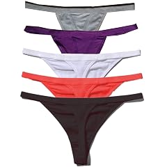Zofirao 5 Pack Womens Multicolored Panties Cotton Spandex Thongs Underwear G-strings
