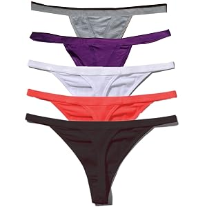 Zofirao 5 Pack Womens Multicolored Panties Cotton Spandex Thongs Underwear G-strings
