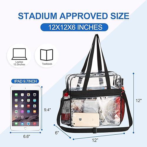Vista 3 de USPECLARE Bolsa transparente aprobada para estadios, bolsa transparente de seguridad para viajes y gimnasio, para trabajo, deportes