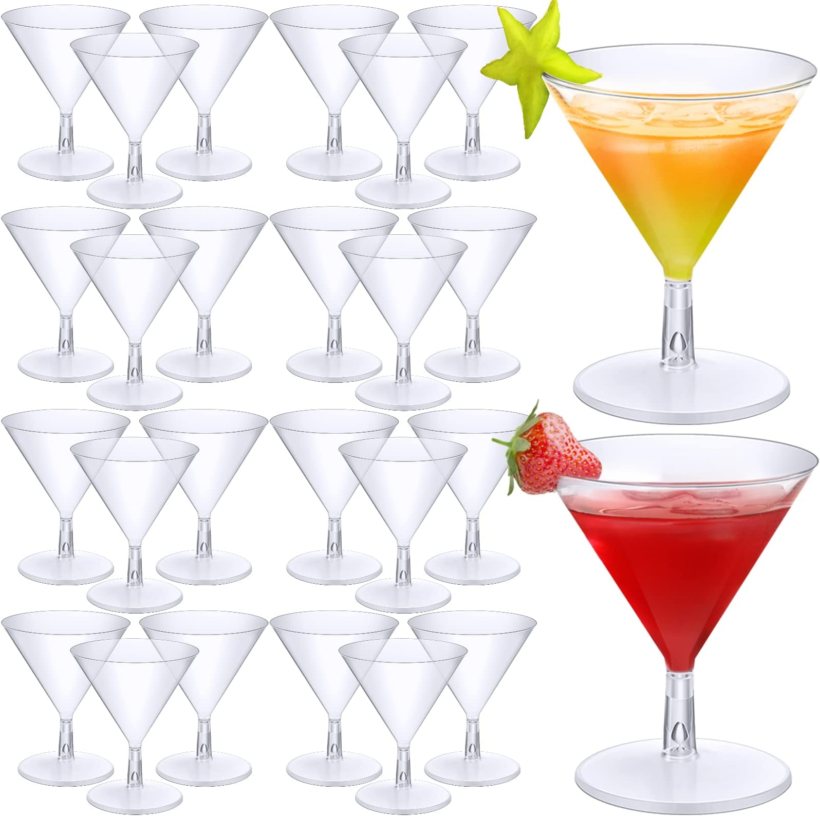 100PCS Plastic Martini Glasses Disposable Cocktail Glasses