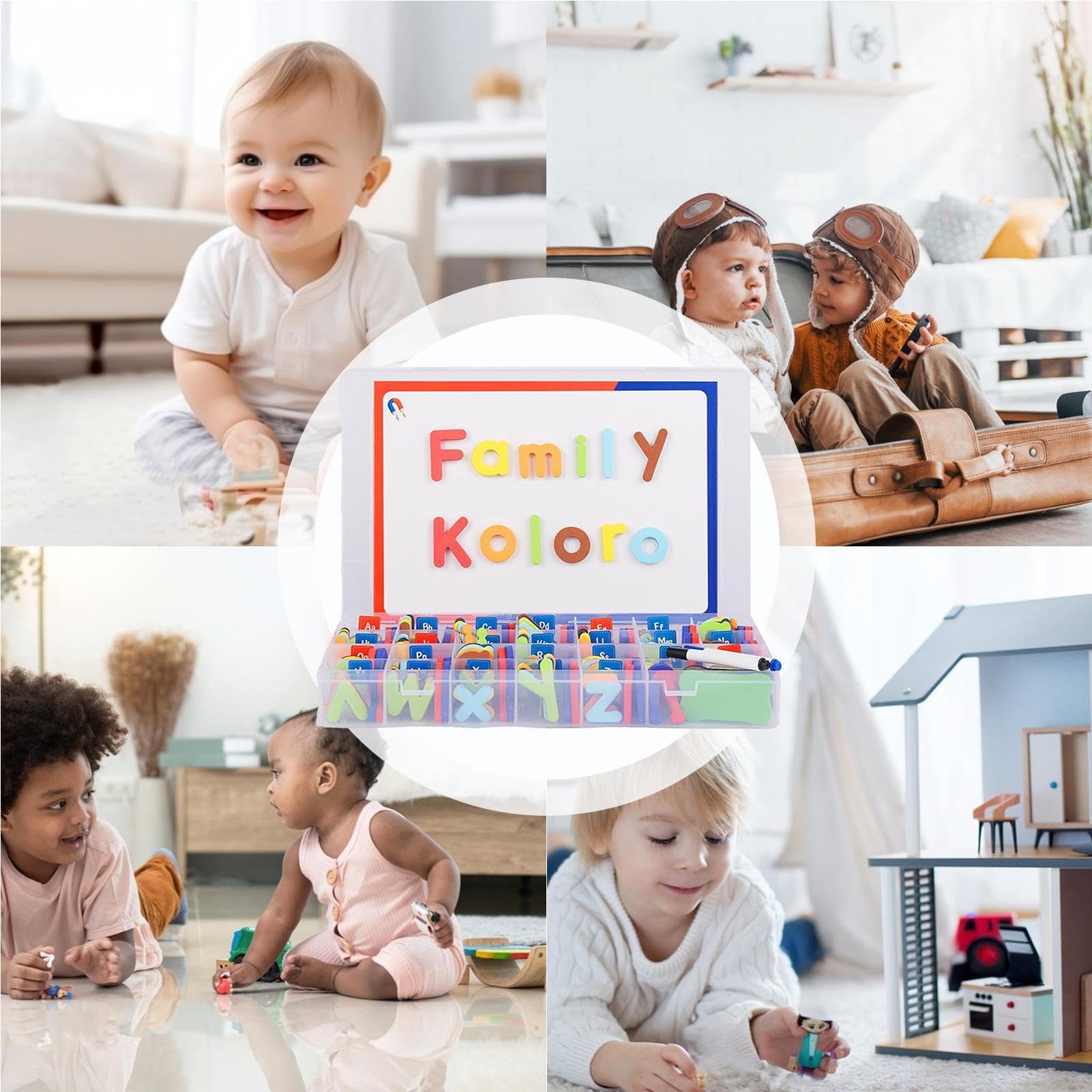 Kit di lettere magnetiche – lettere maiuscole minuscole colorate per | ortografia e apprendimento – Attività educative a casa per asili e giardini di domi