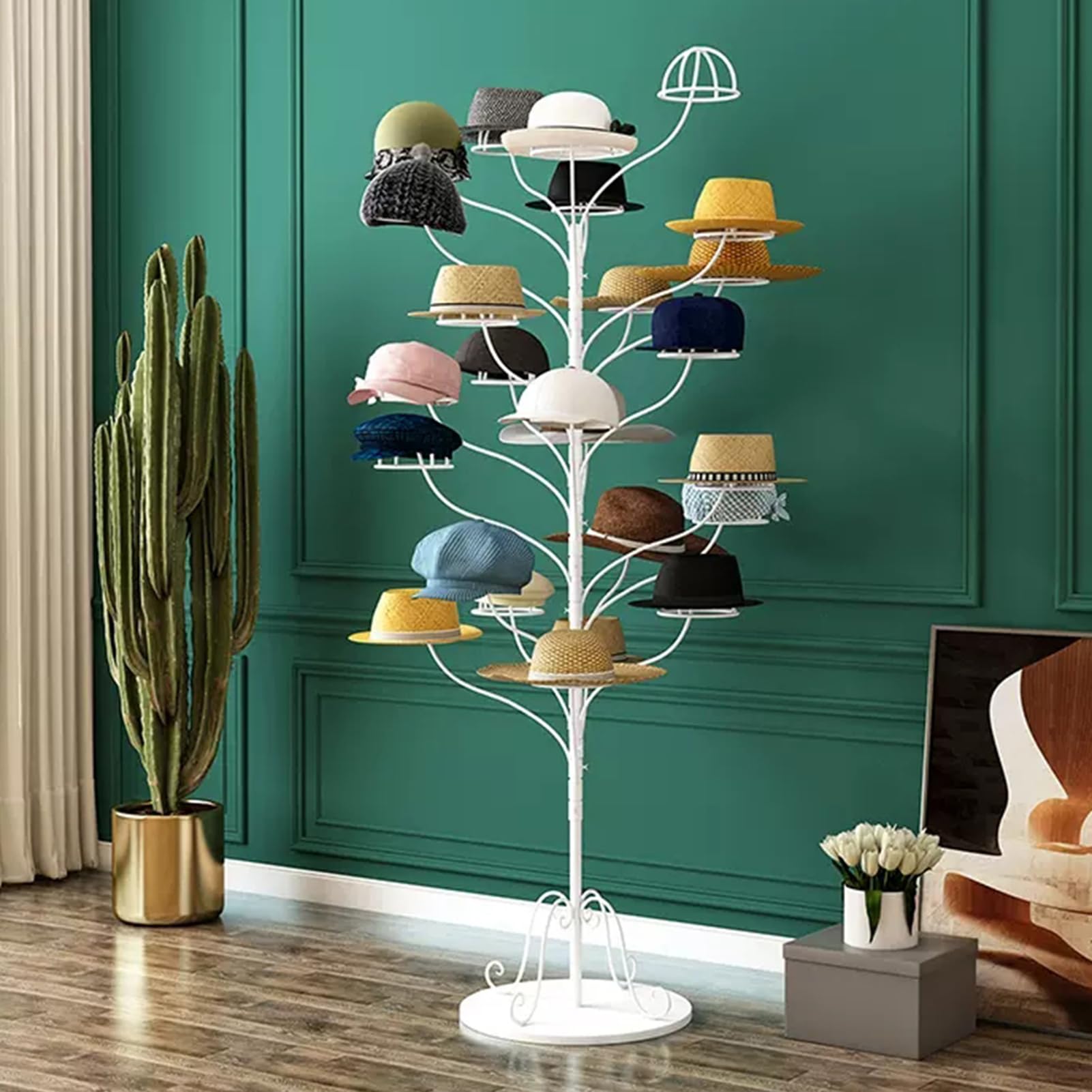 YNBSHGAA Freestanding Metal Hat Display Stand - Commercial Rack for Baseball Caps, Stylish nizer for Home & Retail, Durable Hat Holder for Hats & Caps