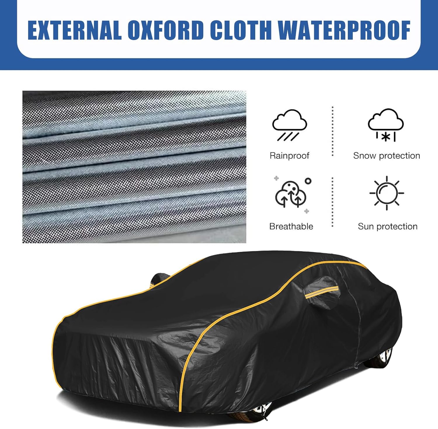 Full Car Cover for Ford Thunderbird 2002-2005,Full Exterior Covers Breathable Waterproof Dustproof Sun Protection Snowproof with Reflective Strip and Zipper Door
