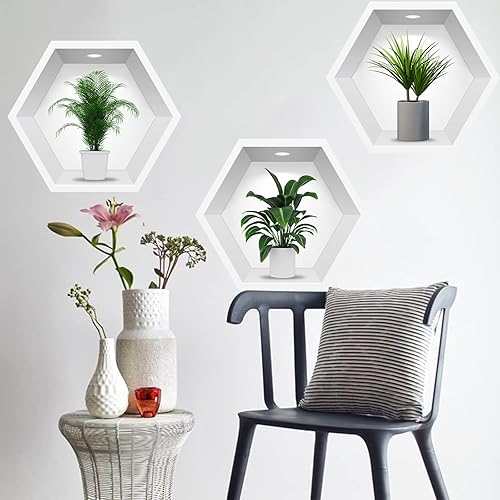 Calcomanías de pared 3D modernas de jarrón verde para pared, jarrones para sala de estar, comedor, decoración de dormitorio, arte de pared botánico