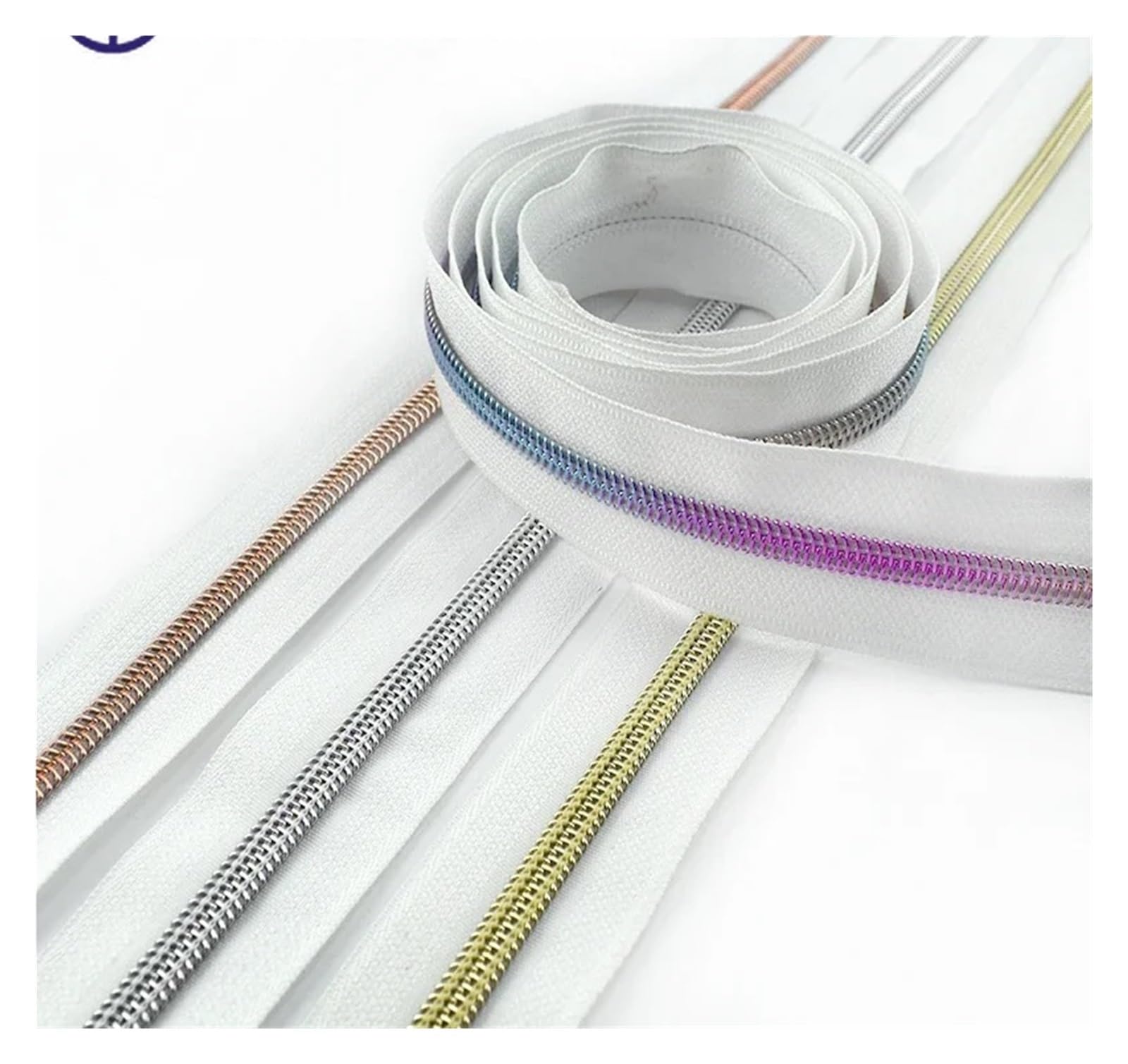 2/5/10 Metri 5# Nylon Cerniere Cursori for I Vestiti Borse Tasca Bobina Zip Cerniera Cursore Sostituire Fai da Te Indumento Accessorio for Cucire(M127RoseGold,10METERZIP10PCSLIDER_5#)