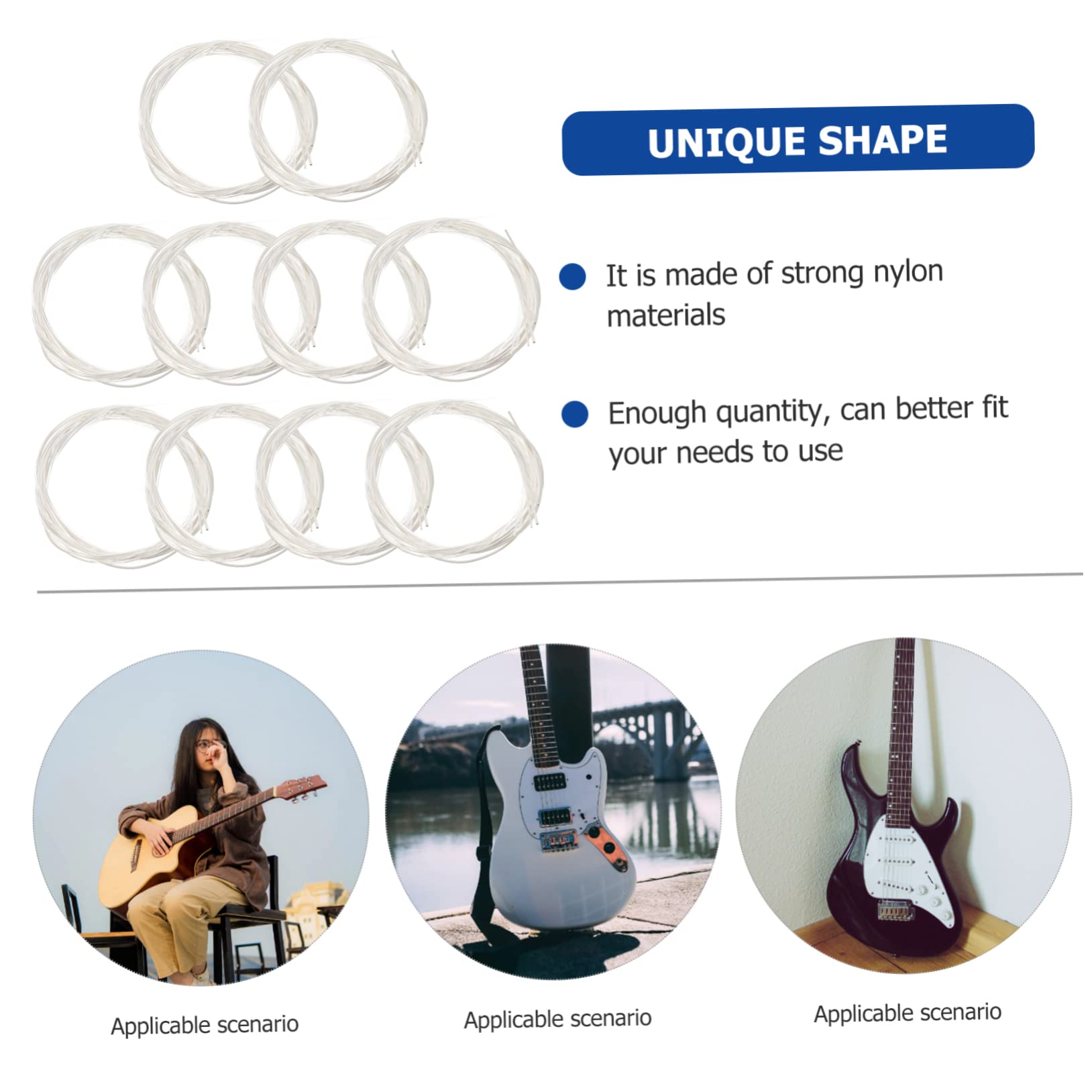 ibasenice 20confezioni Corde Per Chitarra Acustica Nylon Di Parti Per Chitarra Folk Suono e Confortevole Materiale Di Alta Qualità Per Musicisti