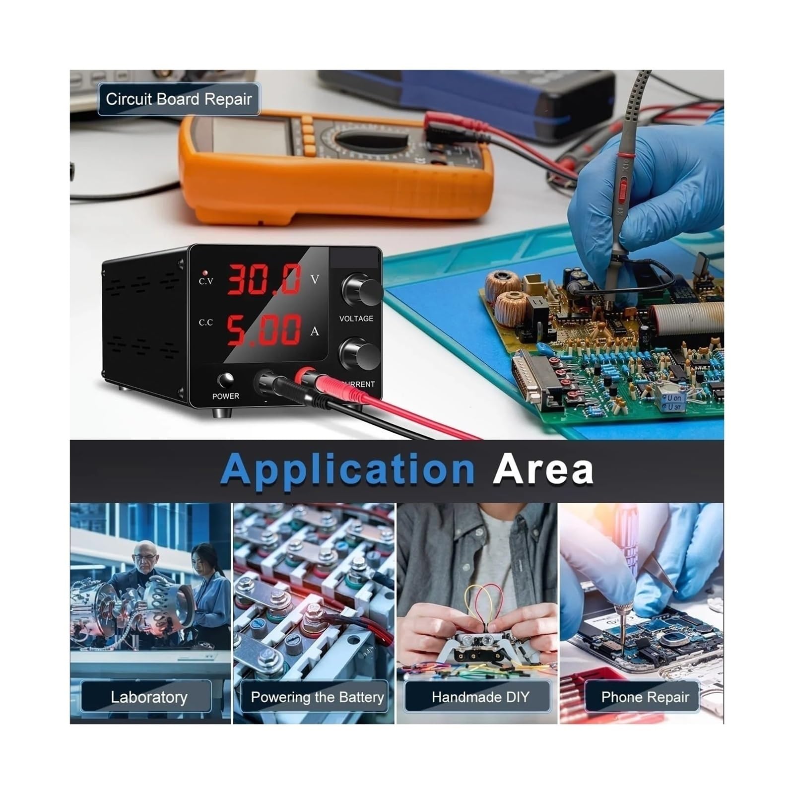Fuente de alimentación variable, Unidad De Fuente Alimentación Ajustable DC Lab 30V 5A 150W, Interruptor Banco, Laboratorio, Regulador Voltaje, Reparación Energía(30V10A 300W)