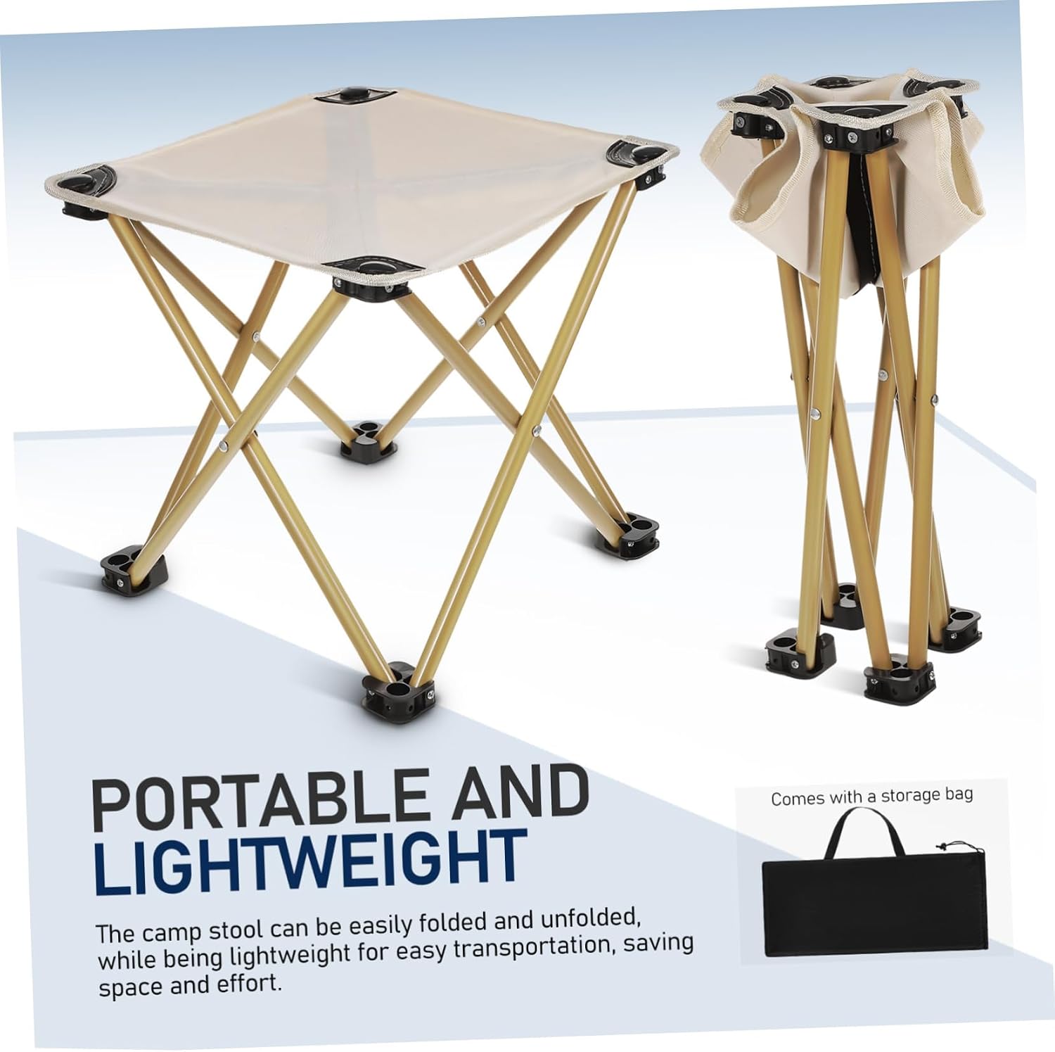Levemolo Folding Stool with Storage Bag Compact Portable for Camping Fishing Travel